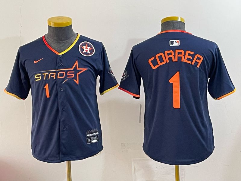 Youth 2025 Houston Astros #1 Correa blue Nike MLB Jersey 0044